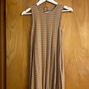 American Eagle rust striped dress with button back detail